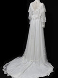 Elegant A Line High Collar Tulle Wedding Dress with Train HZ0319