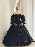 Stunning Prom Dress Black Square Neck Pleated Evening Dress Ball Gown Birthday Party Dress HZ0319