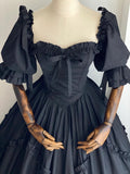 Stunning Prom Dress Black Square Neck Pleated Evening Dress Ball Gown Birthday Party Dress HZ0319