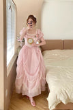 Cute Prom Dress Square Neck Pleated Lace Evening Dress Ball Gown Sweet 16 Dress Birthday Party Dress HZ0319