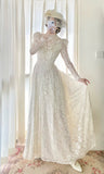 Elegant A Line High Collar Lace Wedding Dress HZ0319