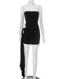 Sexy Summer Dress Black Strapless Women Dress Vacation Dress Party Dress Short Skirt HZ0319