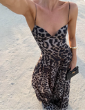 Stunning Summer Dress Spaghetti Straps Leopard Print Women Dress Vacation Outfits Party Dress HZ0319