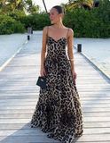 Stunning Summer Dress Spaghetti Straps Leopard Print Women Dress Vacation Outfits Party Dress HZ0319