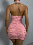 Sexy Summer Dress Halter Pleated Women Dress Vacation Outfits Party Dress Black Girl Outfits HZ0319