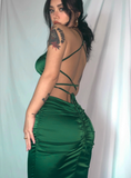Sexy Summer Dress Spaghetti Straps Pleated Backless Women Dress Vacation Outfits Party Dress HZ0319