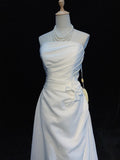 Charming A Line Strapless Pleated Wedding Dress HZ0319