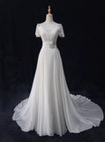Elegant Prom Dress A Line Crew Neck Pleated Gala Dress Evening Dress HZ0319