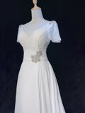 Elegant Prom Dress A Line Crew Neck Pleated Gala Dress Evening Dress HZ0319