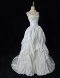 Elegant Spaghetti Straps Pleated Beading Wedding Dress Ball Gown HZ0319