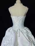 Elegant Spaghetti Straps Pleated Beading Wedding Dress Ball Gown HZ0319