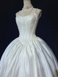 Elegant Spaghetti Straps Pearl Wedding Dress Ball Gown HZ0319