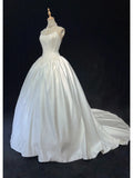 Elegant Spaghetti Straps Pearl Wedding Dress Ball Gown HZ0319