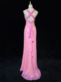 Sweet Prom Dress V-neck Pleated Ruffle Evening Dress Gala Dress HZ0319