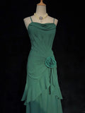Charming Prom Dresses Spaghetti Straps Pleated Ruffle Evening Dress Gala Dress HZ0319