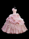 Sweet Prom Dress Strapless Pleated Ball Gown Quinceanera Dress Evening Dress HZ0319