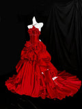 Charming Prom Dress Strapless Ruffle Prom Gown Gala Dress Evening Dress HZ0319