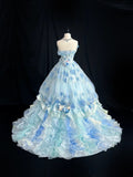 Stunning Prom Dress Strapless Ruffle Ball Gown 16th Dress Evening Dress HZ0319