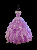 Pretty Prom Dress Sweetheart Pleated Ruffle Ball Gown Evening Dress 16th Dress HZ0319
