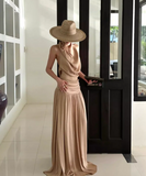 Sexy Women Dress Halter Pleated Party Dress Summer Date Dress Vacation Dress HZ0319