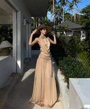 Sexy Women Dress Halter Pleated Party Dress Summer Date Dress Vacation Dress HZ0319
