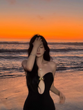 Sexy Women Dress Black Sweetheart Fitted Vacation Dress Seaside Party Dress Summer Date Dress HZ0319