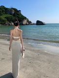 Elegant Women Dress Halter Backless Summer Seaside Dress Vacation Date Dress HZ0319
