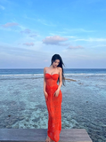 Pretty Women Dress Sweetheart Fitted Vacation Dress Seaside Party Dress Summer Date Dress HZ0319