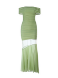Pretty Summer Dress Off Shoulder Pleated Women Dress Vacation Seaside Date Dress Party Dress HZ0319