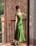 Minimalist Summer Dress Crew Neck Women Dress Vacation Dress Daily Date Dress HZ0319