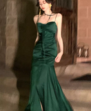 Stunning Summer Dress Spaghetti Straps Pleated Slit Women Dress Vacation Dress Daily Date Dress Party Dress HZ0319
