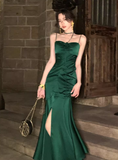 Stunning Summer Dress Spaghetti Straps Pleated Slit Women Dress Vacation Dress Daily Date Dress Party Dress HZ0319
