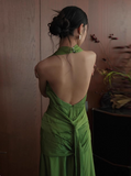 Charming Prom Dress Halter Pleated Evening Dress Gala Dress Party Dress HZ0319