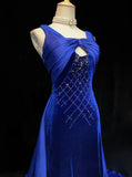 Gorgeous Prom Dress A Line Blue Straps Gala Dress Evening Dresses HZ0319