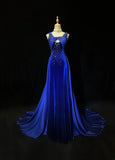 Gorgeous Prom Dress A Line Blue Straps Gala Dress Evening Dresses HZ0319