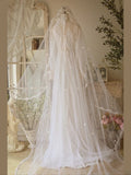 Elegant A Line High Collar Lace Pleated Wedding Dress HZ0319