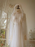 Elegant A Line High Collar Lace Pleated Wedding Dress HZ0319