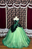 Gorgeous Prom Dress Green Sweetheart Velvet Tulle Ball Gown Evening Dress Birthday Party Dress HZ0319