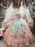 Sweet Prom Dress Strapless Flower Ruffle Ball Gown Evening Dress Quinceanera Dress HZ0319