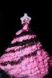 Stunning Prom Dress Strapless Pleated Tiered Ball Gown Evening Dress Sweet 16 Dress HZ0319