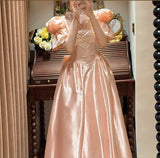 Sweet Prom Dress Light Pink V-neck Pearl Birthday Party Dress Evening Dress Dancing Dress HZ0319