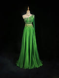 Gorgeous Prom Dress Green A Line One Shoulder Birthday Party Dress Evening Dress HZ0319