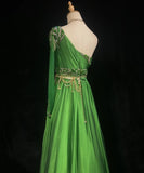 Gorgeous Prom Dress Green A Line One Shoulder Birthday Party Dress Evening Dress HZ0319