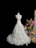 Vintage A Line Strapless Ruffle Wedding Dress HZ0319