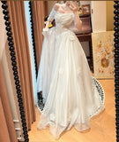 Romantic Off Shoulder Pleated Wedding Dress HZ0319