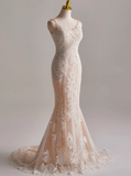 Elegant Spaghetti Straps Lace Mermaid Wedding Dress HZ0319