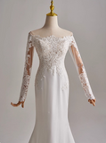 Stunning Wedding Dress Off Shoulder Long Sleeve Mermaid Wedding Dress HZ0319