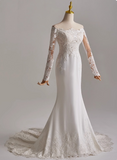 Stunning Wedding Dress Off Shoulder Long Sleeve Mermaid Wedding Dress HZ0319