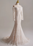 Charming Wedding Dress Off Shoulder Long Sleeve Mermaid Wedding Dress HZ0319
