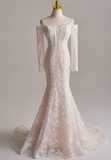 Charming Wedding Dress Off Shoulder Long Sleeve Mermaid Wedding Dress HZ0319